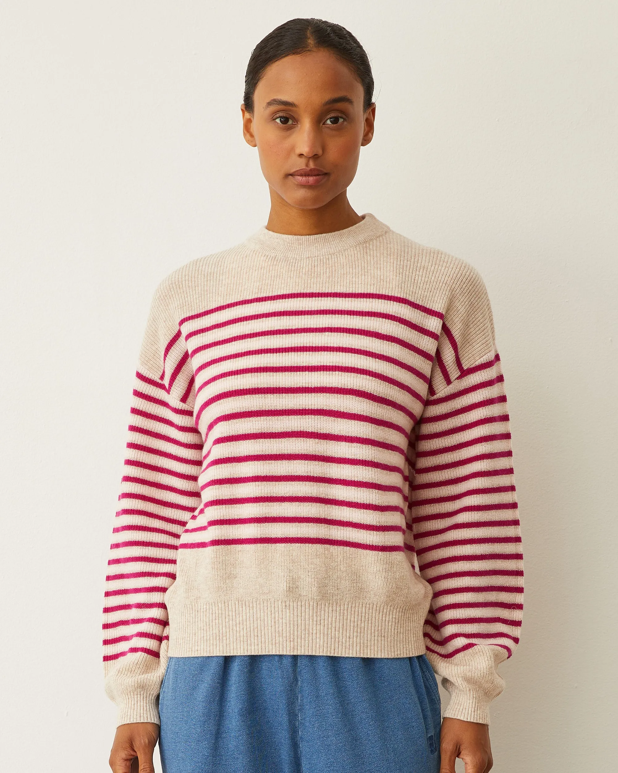 Refined Vibe Chic Wool Cashmere Stripe Sweater