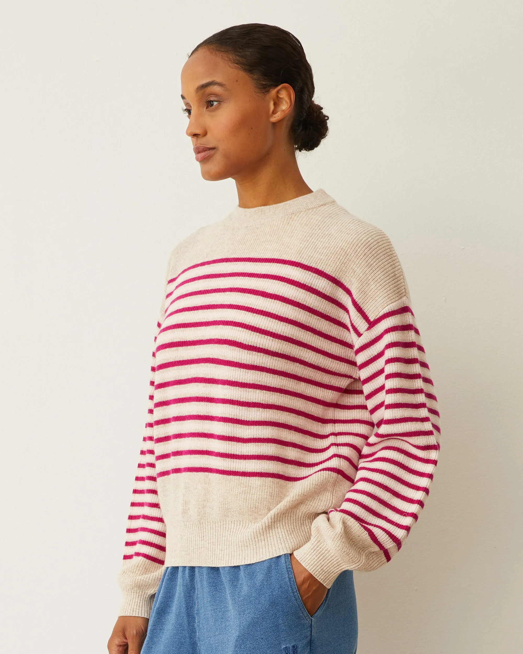 Refined Vibe Chic Wool Cashmere Stripe Sweater
