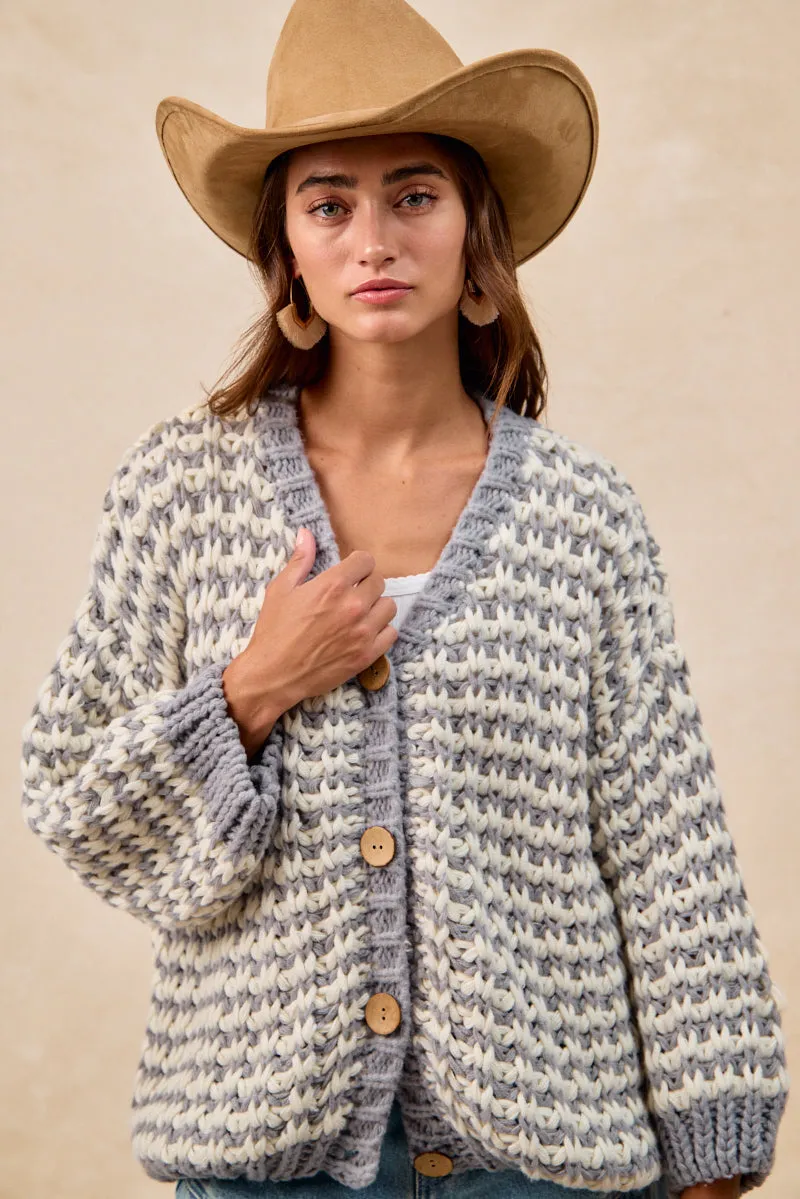Nylon Cover IT4818-01 | CHUNKY FRONT BUTTONED SWEATER CARDIGAN