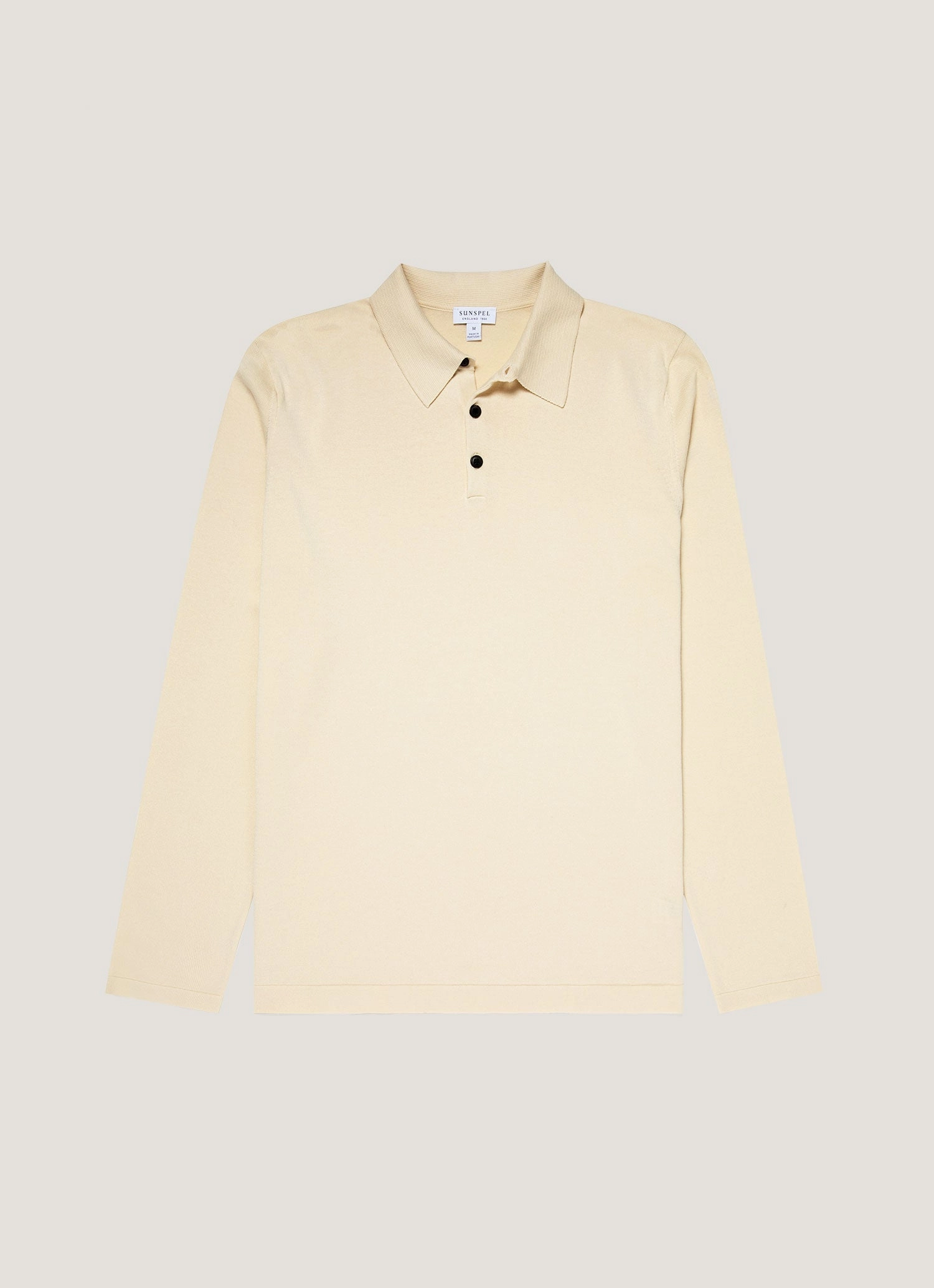 Men's Long Sleeve Sea Island Cotton Knit Polo Shirt in Undyed Urban Trend Style