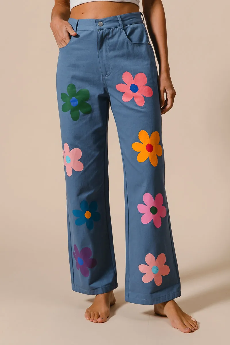 IB1346-01 | FLOWER PRINT STRAIGHT LEGS PANTS Outdoor Ready Classic Cut