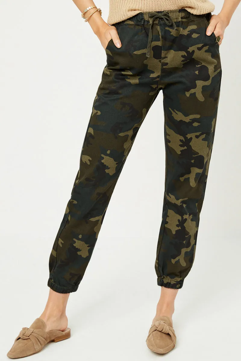Camo Drawstring Jogger Pants Elastic waist