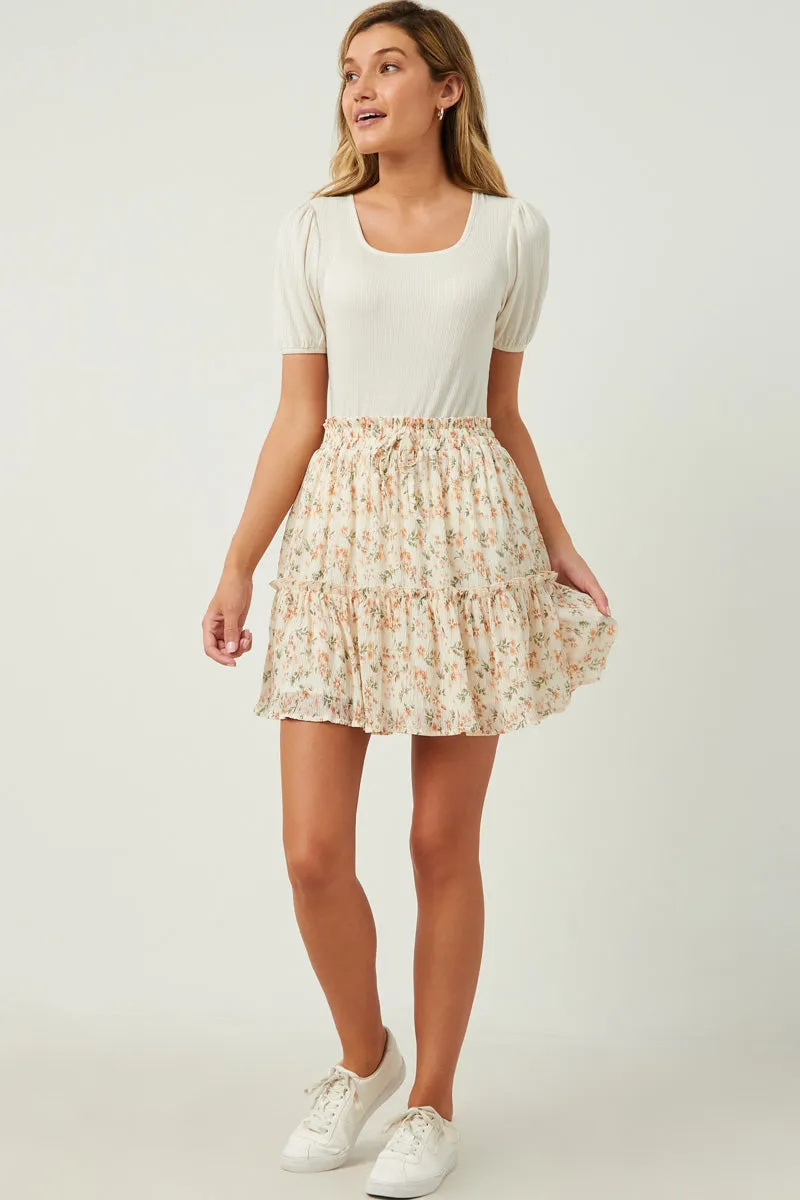 Crinkle Textured Elastic Waist Tiered Skirt Chic Comfort