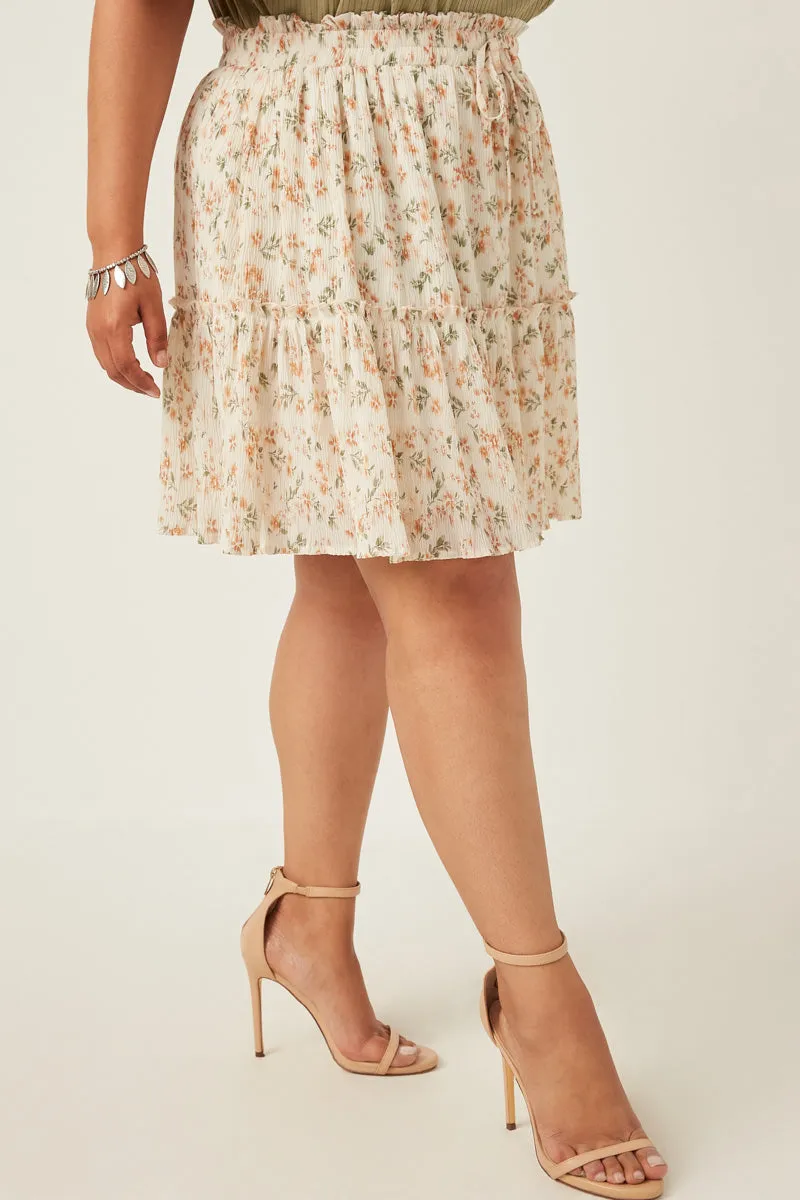 Crinkle Textured Elastic Waist Tiered Skirt Travel Essential