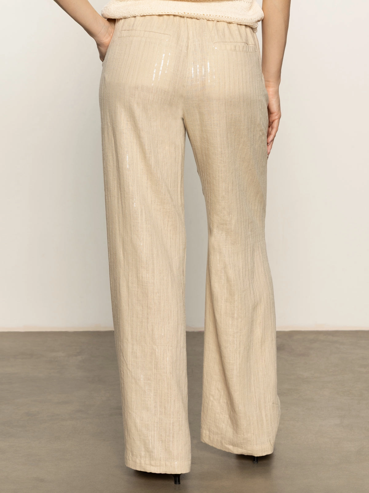 Relaxed Comfort Coastal Semi-High Rise Pant Sand Sequin Stripe