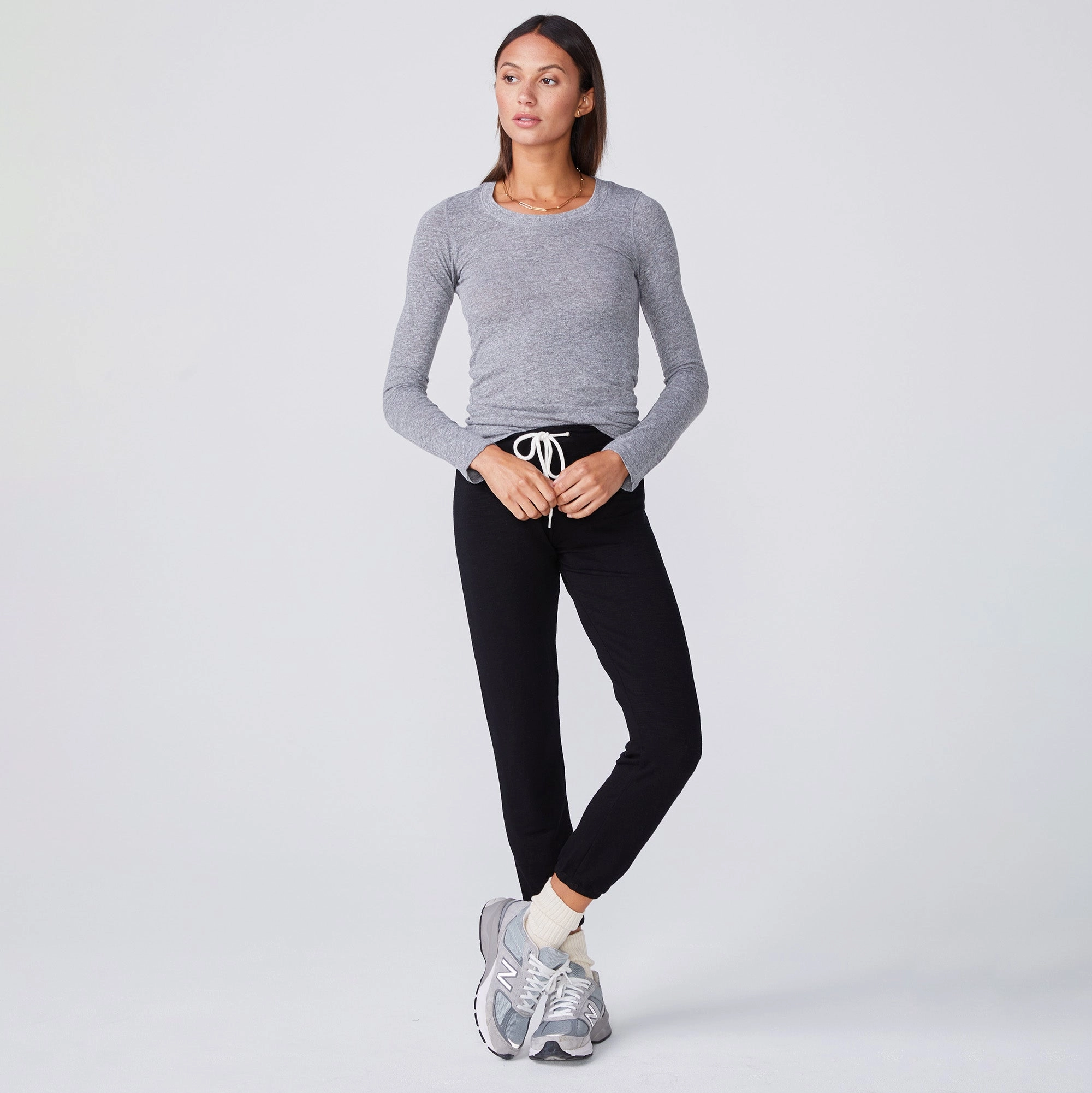 Relaxed Layer Fit Textured Tri-Blend Fitted Long Sleeve Crew