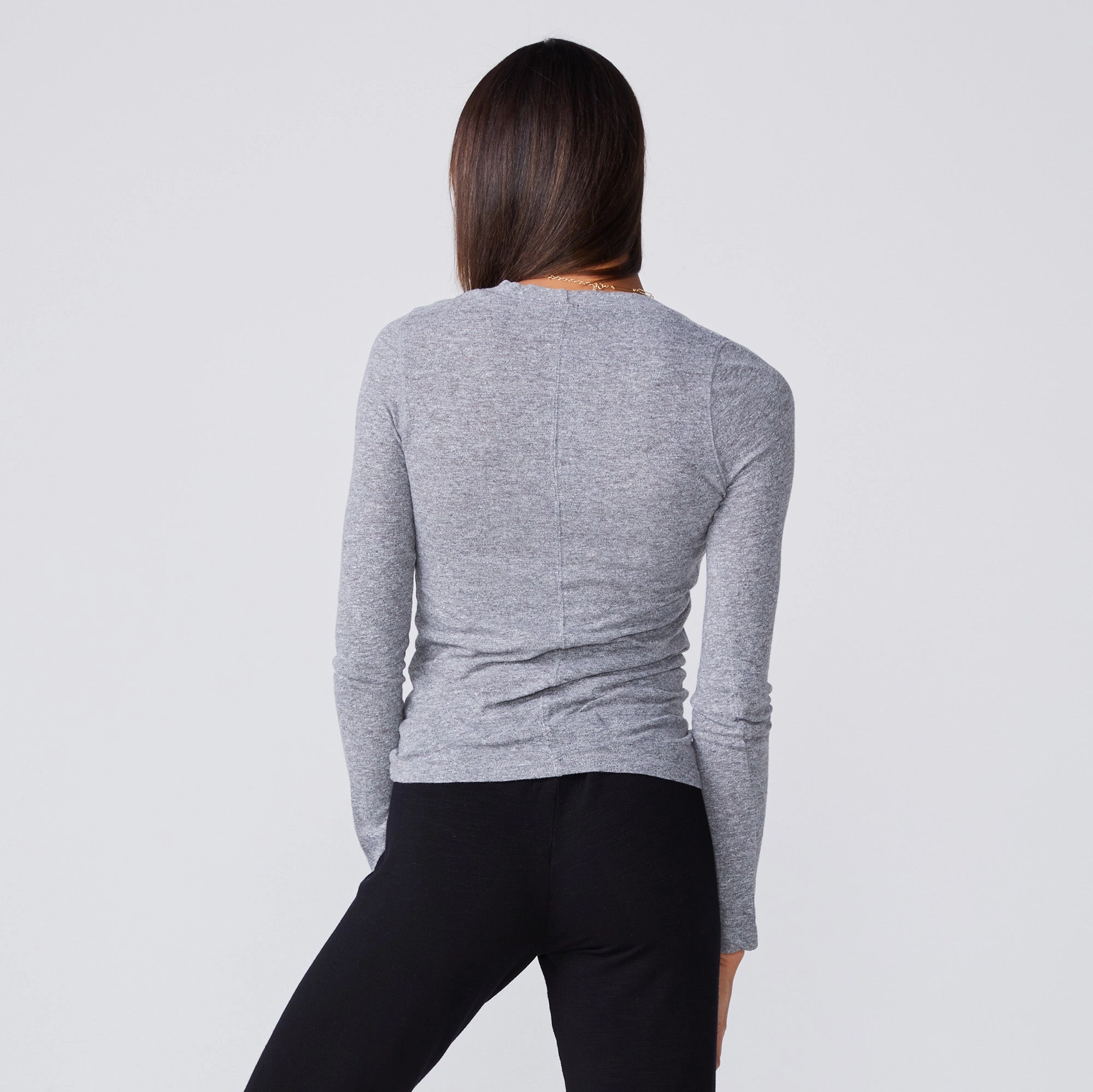 Relaxed Layer Fit Textured Tri-Blend Fitted Long Sleeve Crew