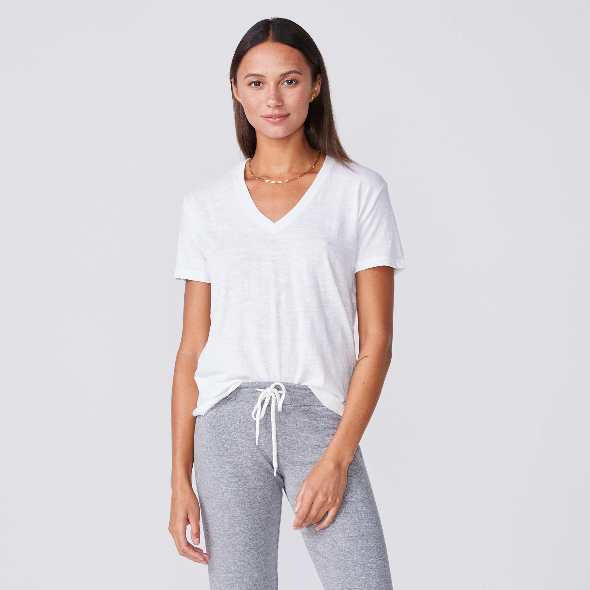 Timeless Outfit Ready Modern Outfit Style Textured Tri-Blend Relaxed V Neck Tee