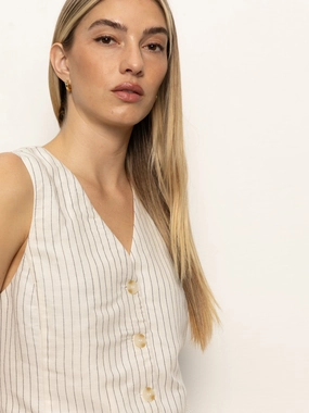 Autumn Outerwear Winter Fashion Relaxed Modern Vest Natural Metallic Stripe