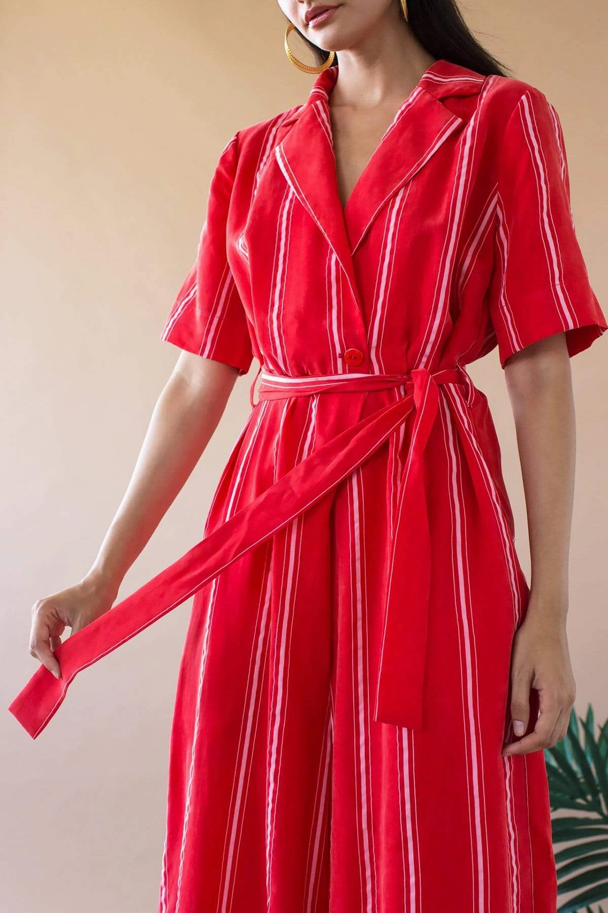 Relaxed Silhouette Rosie Jumpsuit - Red Candy Stripe