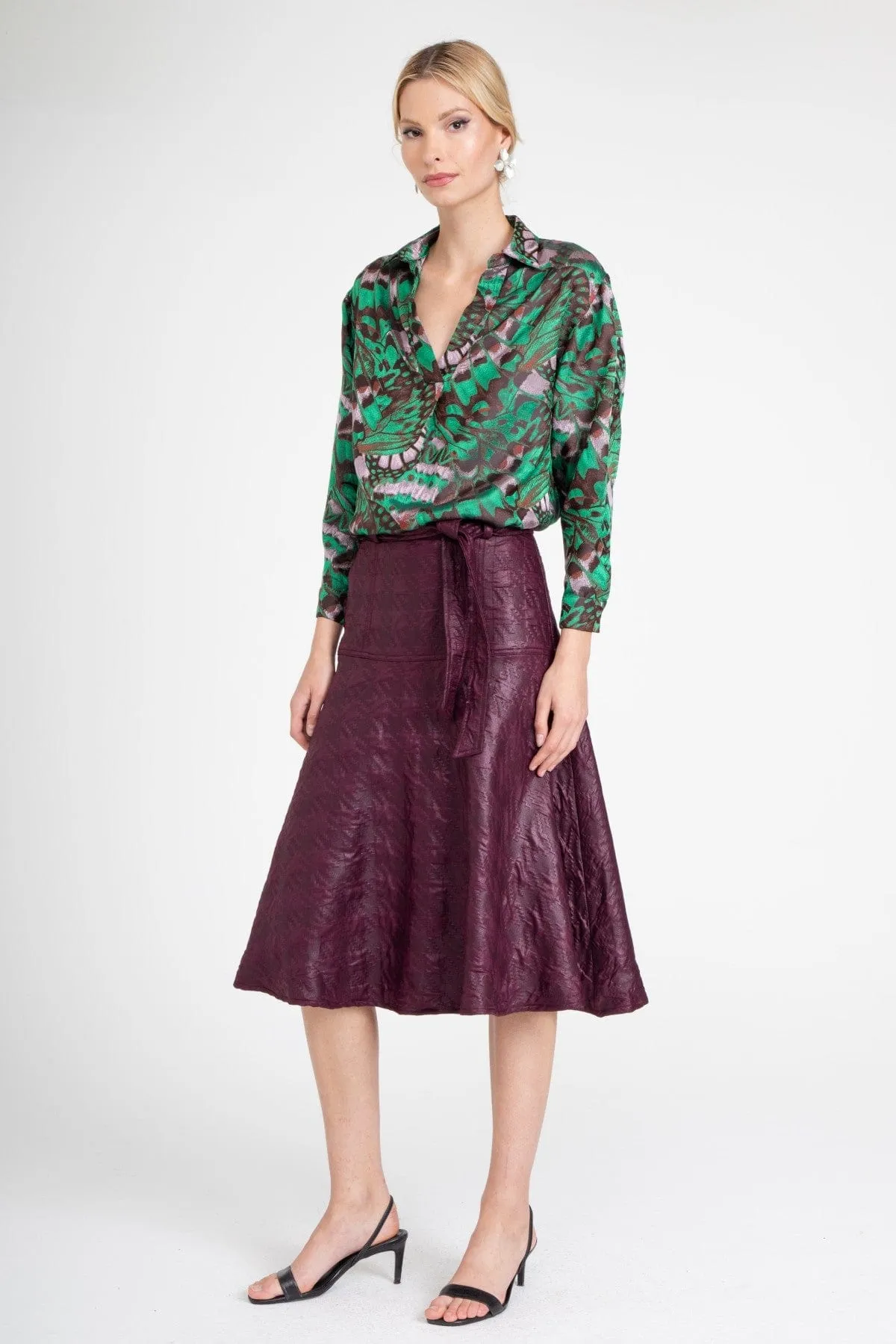 Retro Glam Allas Skirt  Merlot