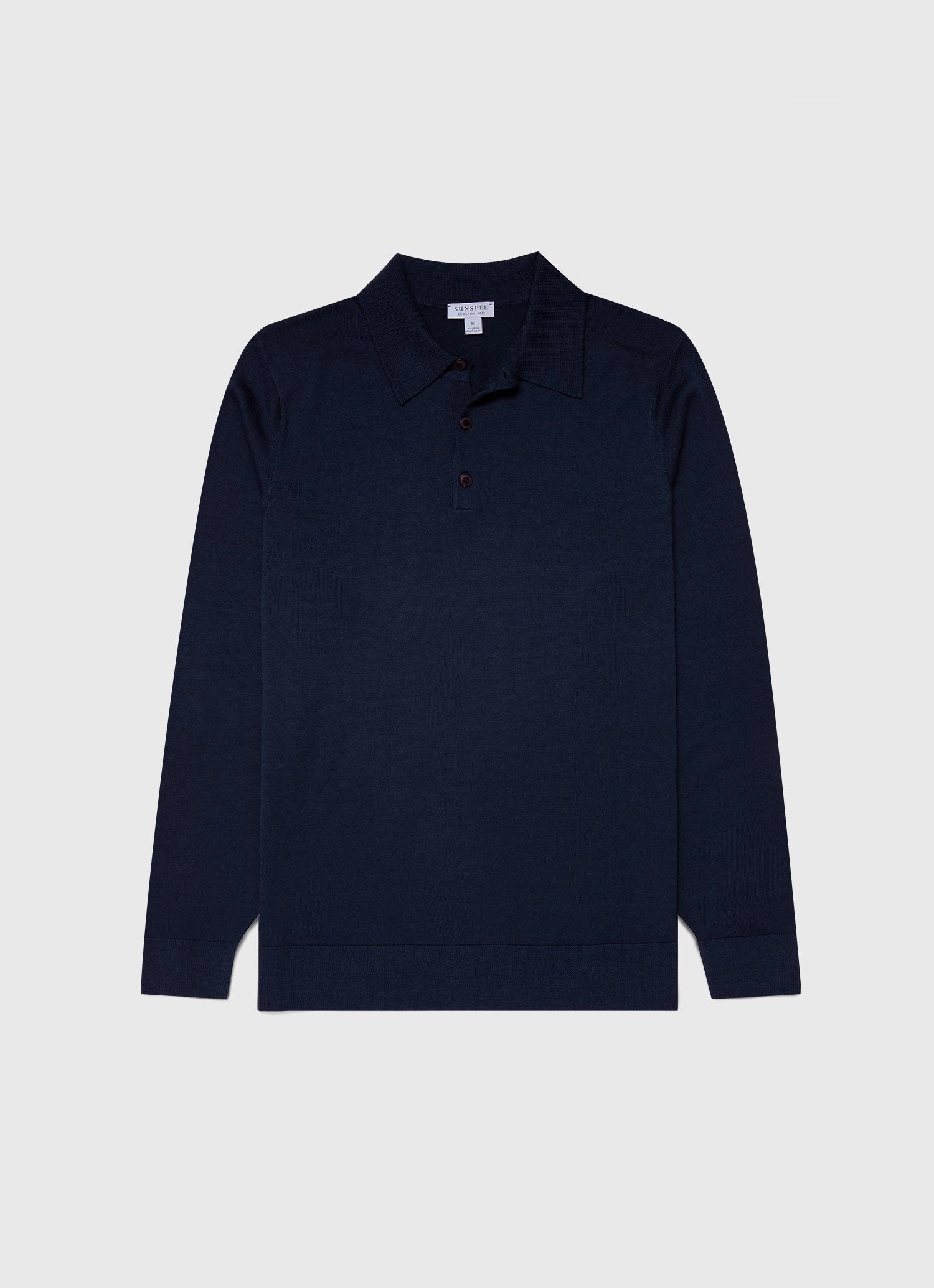 Men's Extra-Fine Merino Polo Shirt in Light Navy Classic round-neck top