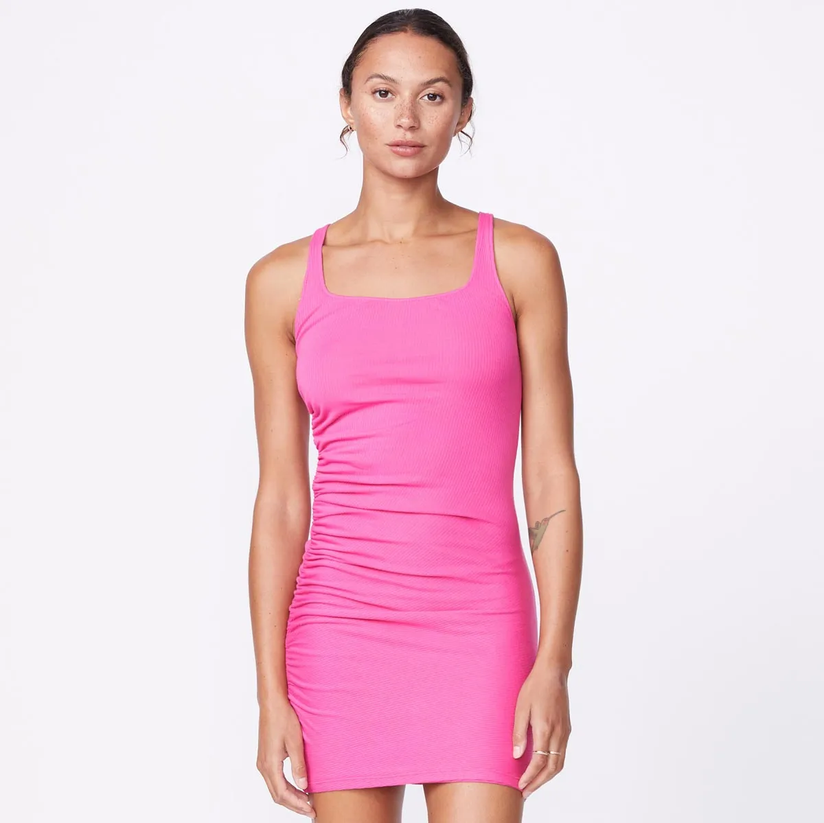 Rib Square Neck Mini Dress Professional Edge