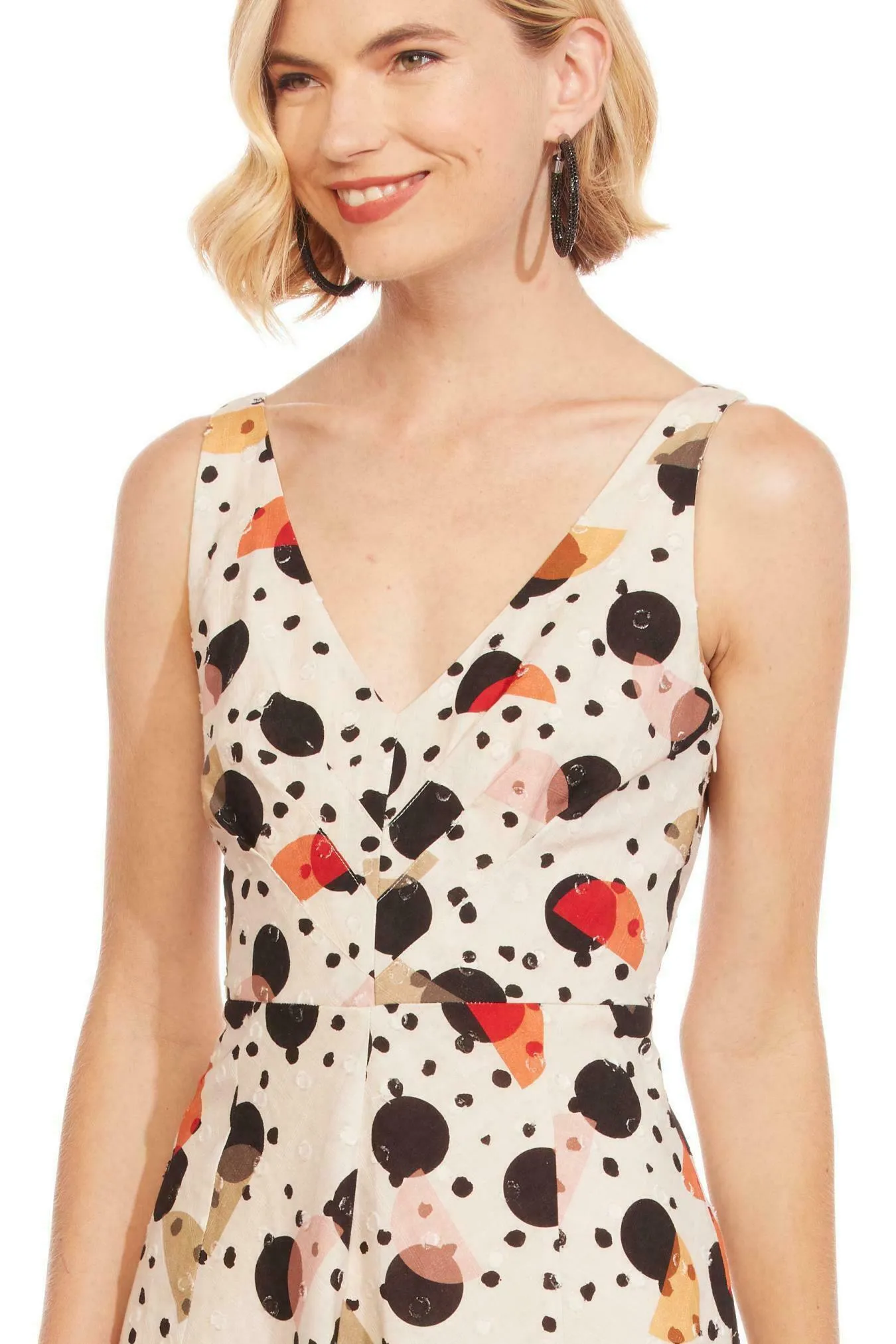 Ribbed Knit Florentia Sleeveless Midi Dress - Deco Dot