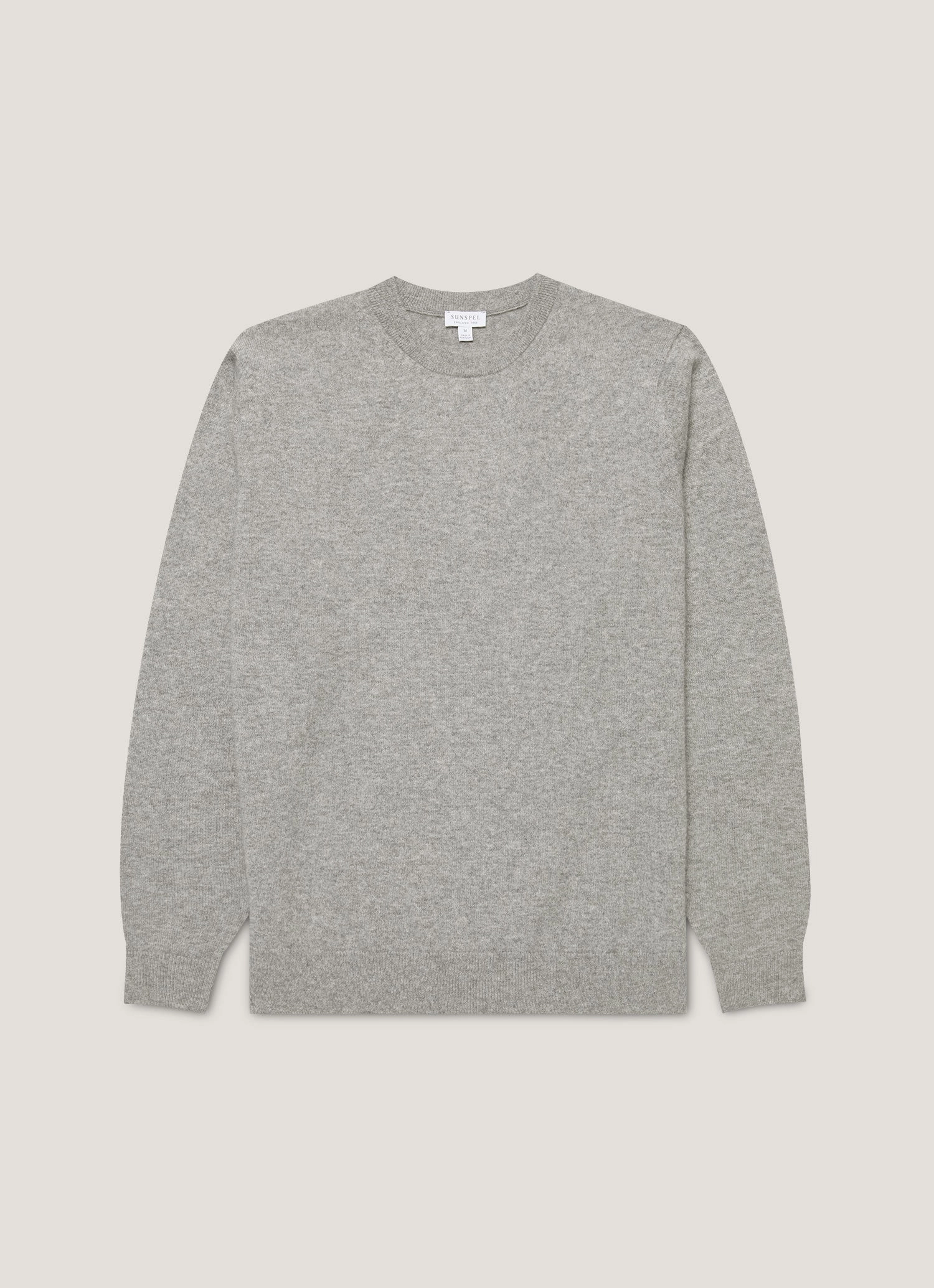 Men's Cashmere Crew Neck Jumper in Grey Melange Slim-fit knitwear Simple knitted top