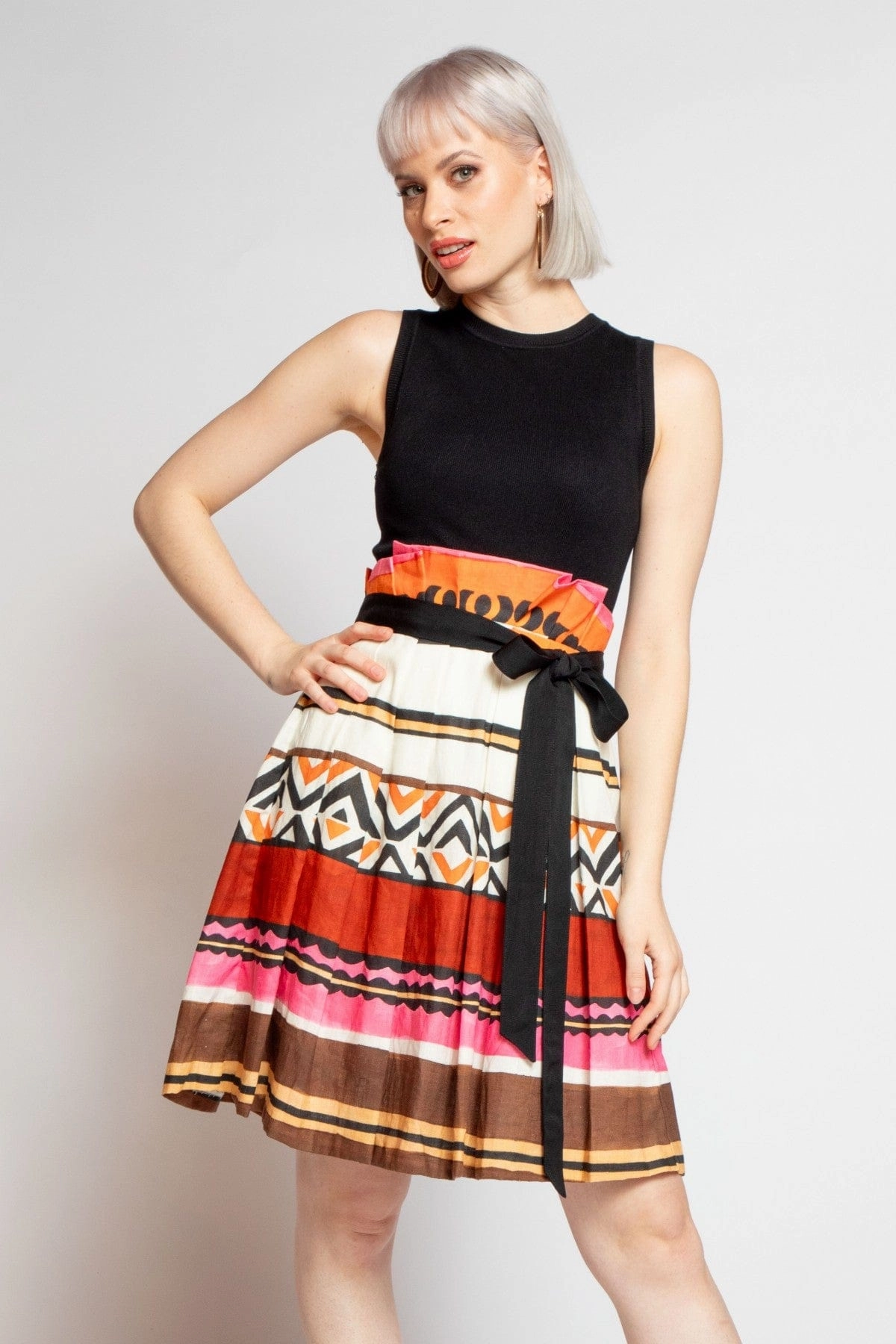 Ribbon Tie Verna Dress - Tulum Stripe