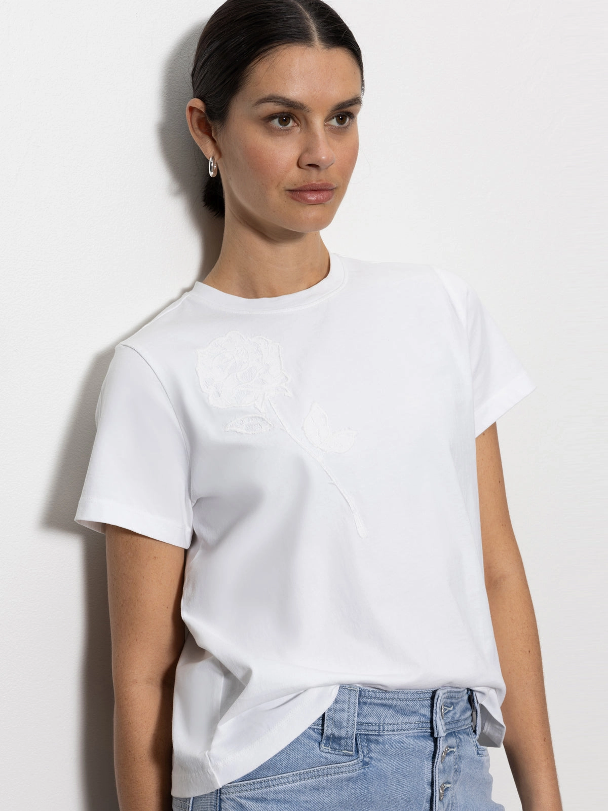 Rose Perfect Tee White Smart Trend Look Trendy casual fit