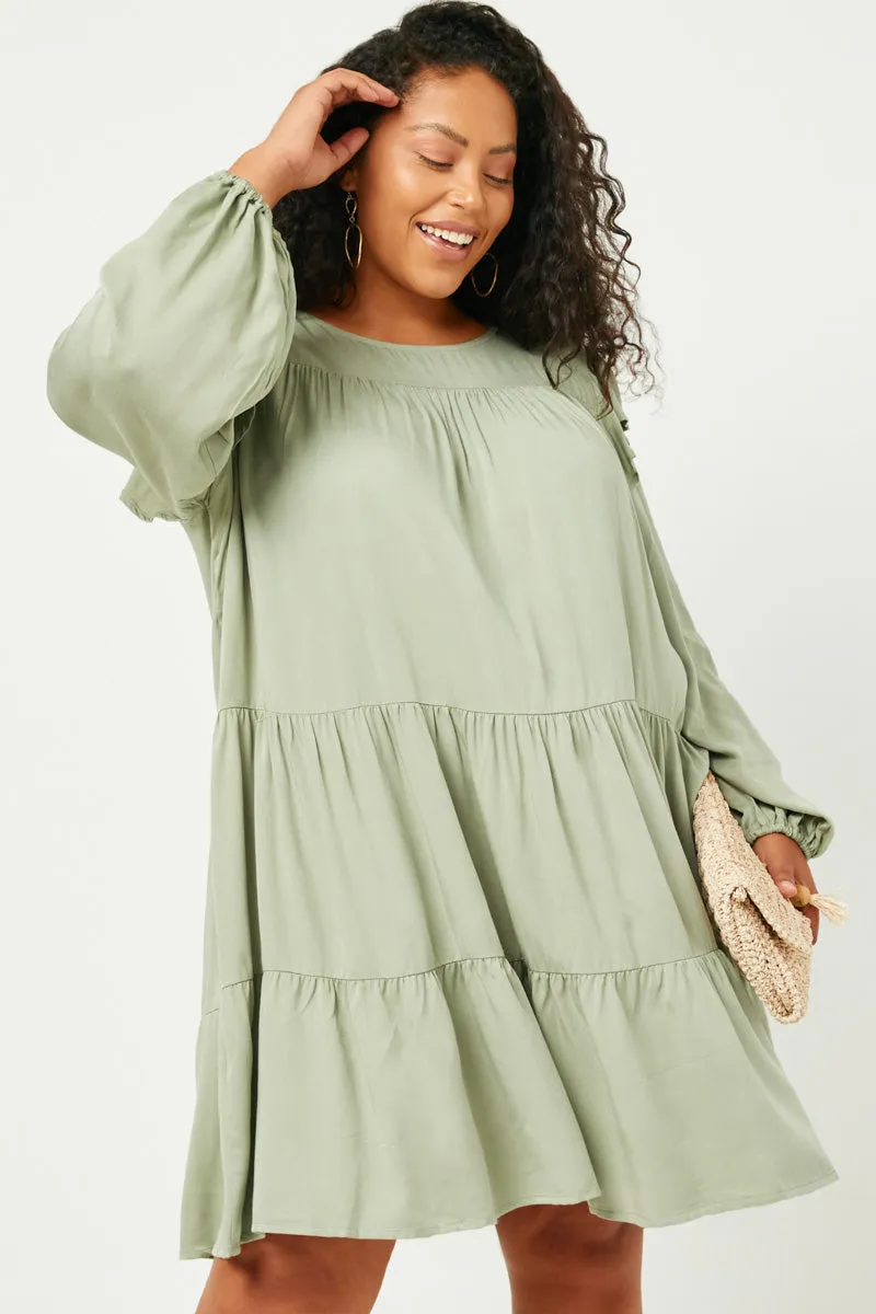 Ruffled Shoulder Long Sleeve Dress Fall Outfit Life Soft