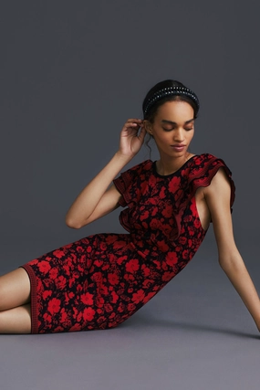 Flattering mini dress for all shapes Head Turn Ruffled Mini Sweater Dress