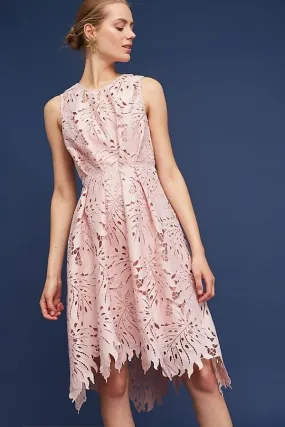Vintage feel Morning Glow Samantha Dress - Palm Lace in Blush