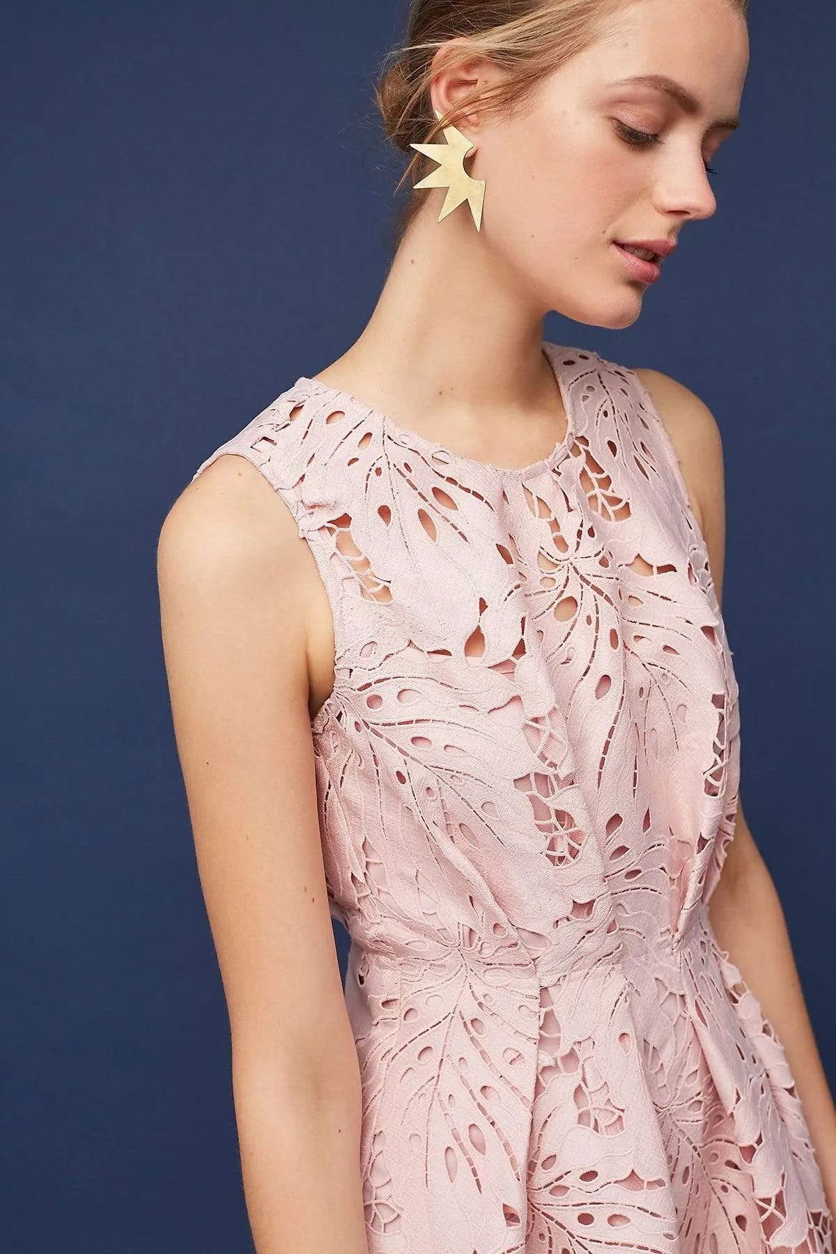 Samantha Dress - Palm Lace in Blush Distinctive Attire