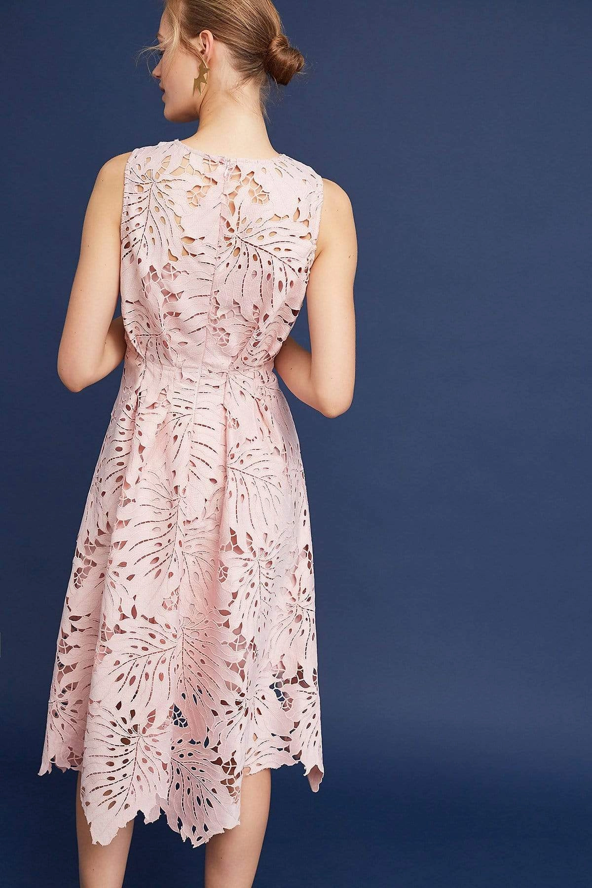 Samantha Dress - Palm Lace in Blush Distinctive Attire