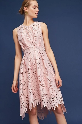 Vintage feel Morning Glow Samantha Dress - Palm Lace in Blush