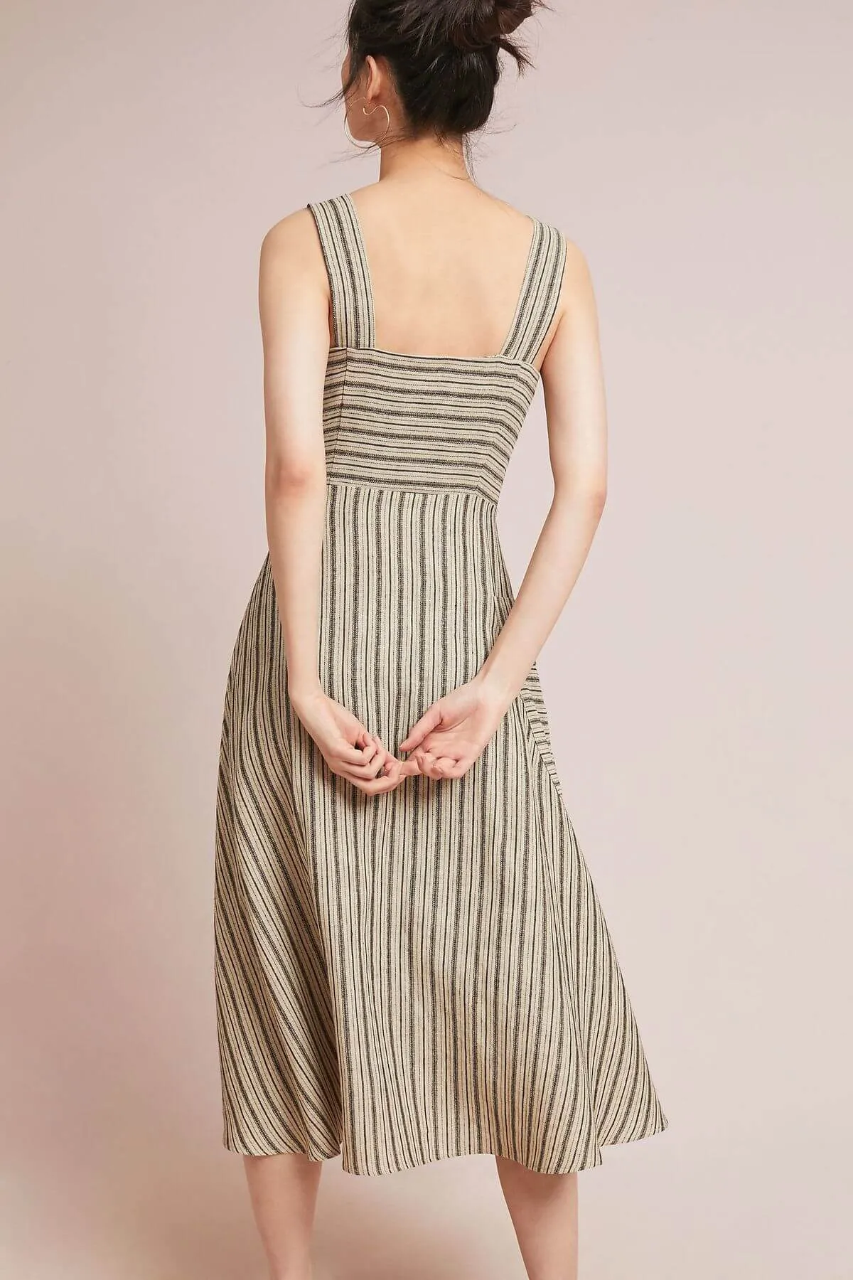 Screen Print Striped Utility Midi Dress