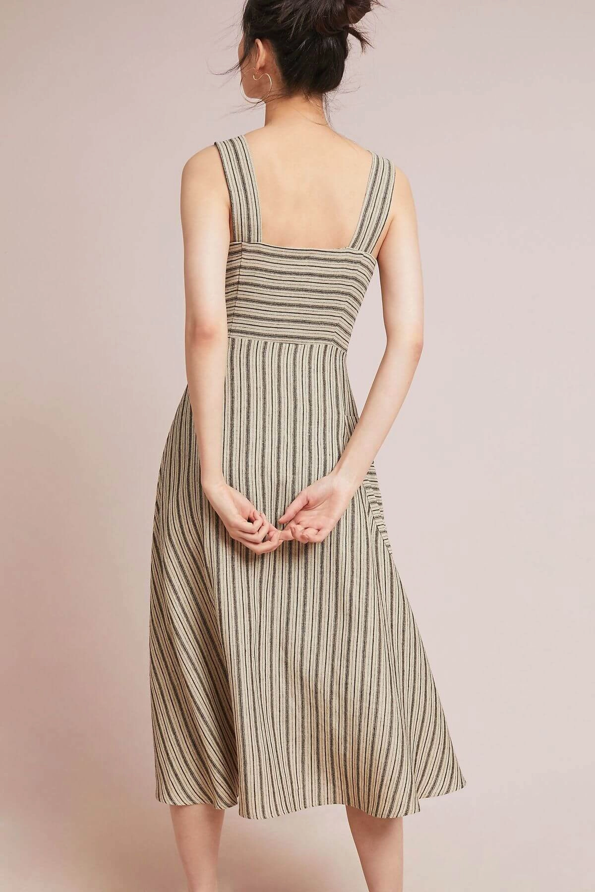 Screen Print Striped Utility Midi Dress