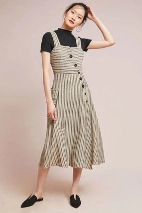 Comfy Look Sophisticated Comfort Striped Utility Midi Dress