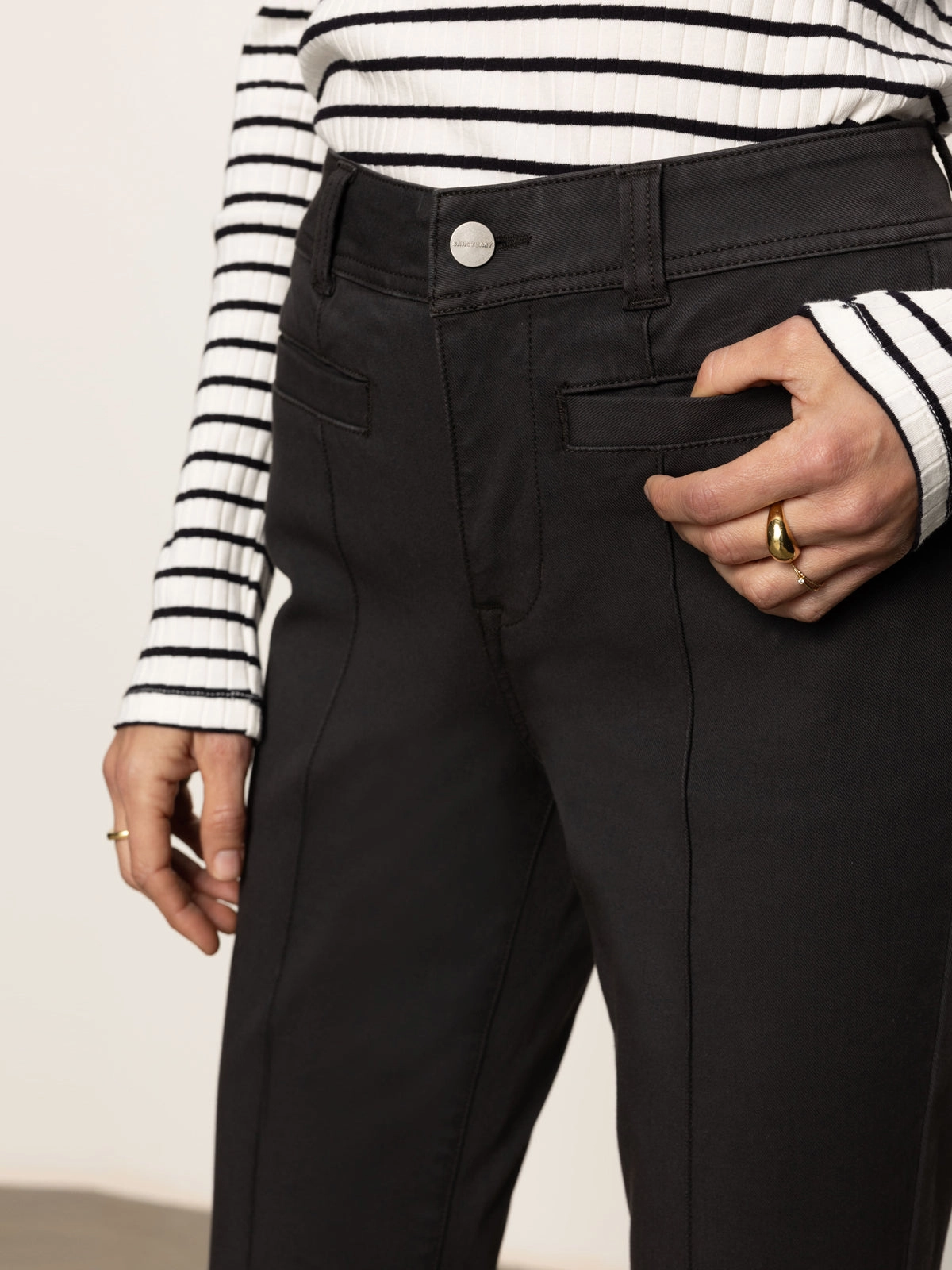 Sculpted Decks High Rise Capri Pant Black Relaxed Fit