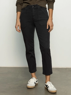 Versatile Wear High-waisted fit Sculpted Hayden Standard Rise Straight Crop Pant Black
