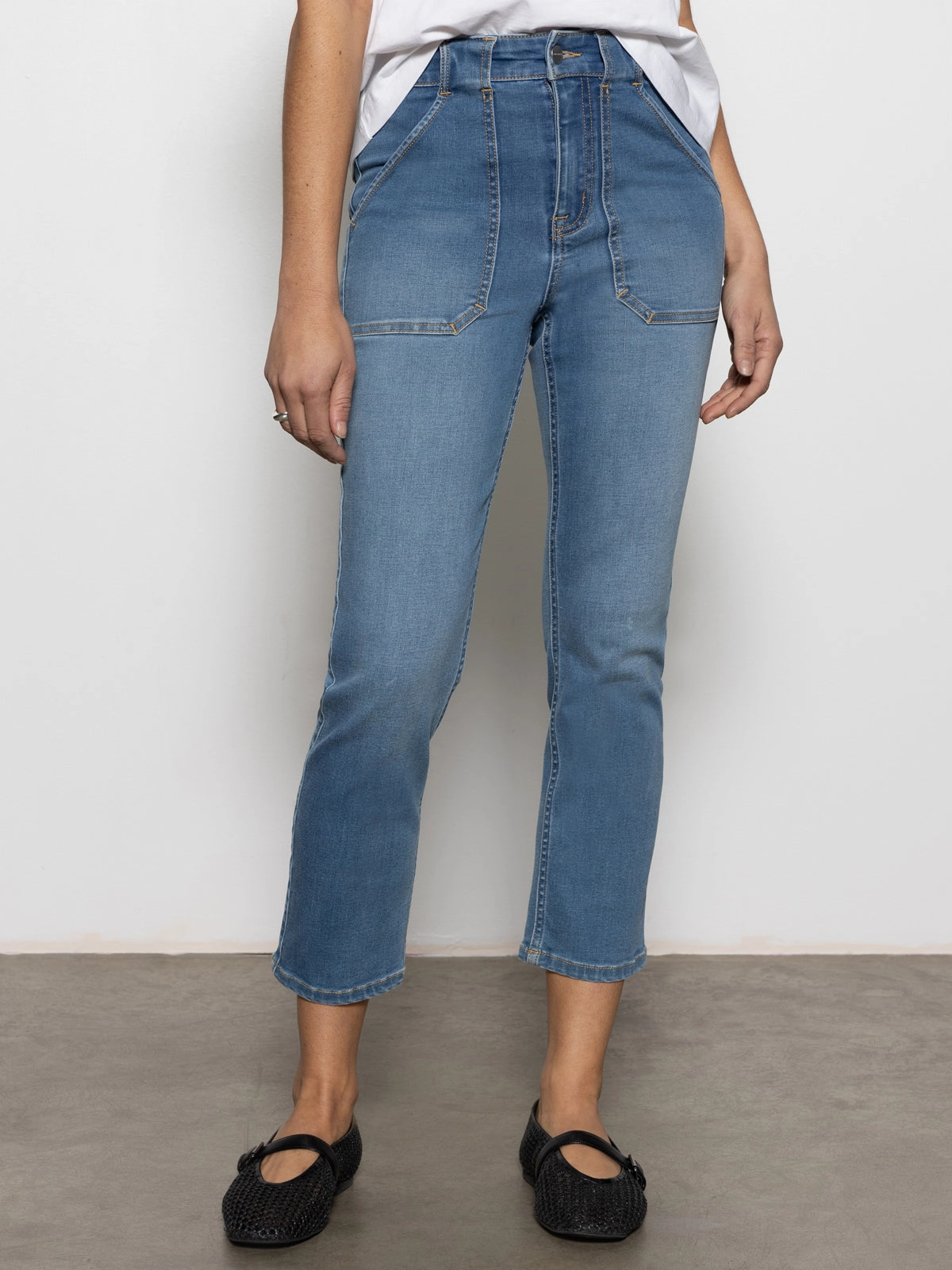 Sculpted Hayden Standard Rise Straight Crop Pants Best In Show patch decoration