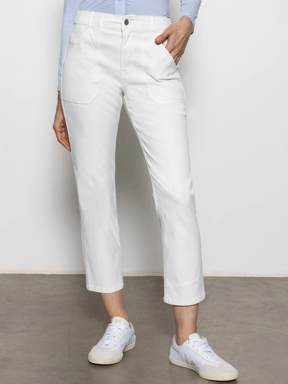 Sculpted Hayden Straight Crop Standard Rise Pant Brilliant White Everyday Style Smooth Fabric