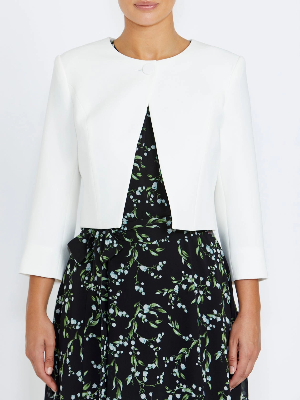 sea dawn Ivory Crepe Single Button Jacket