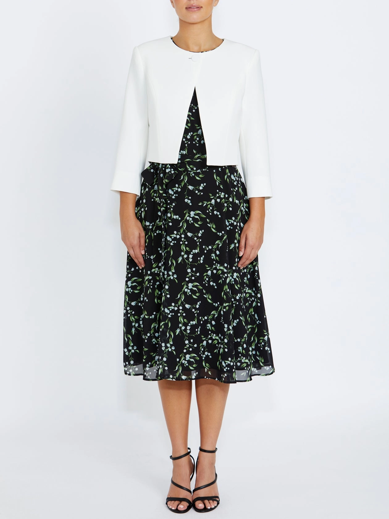 sea dawn Ivory Crepe Single Button Jacket