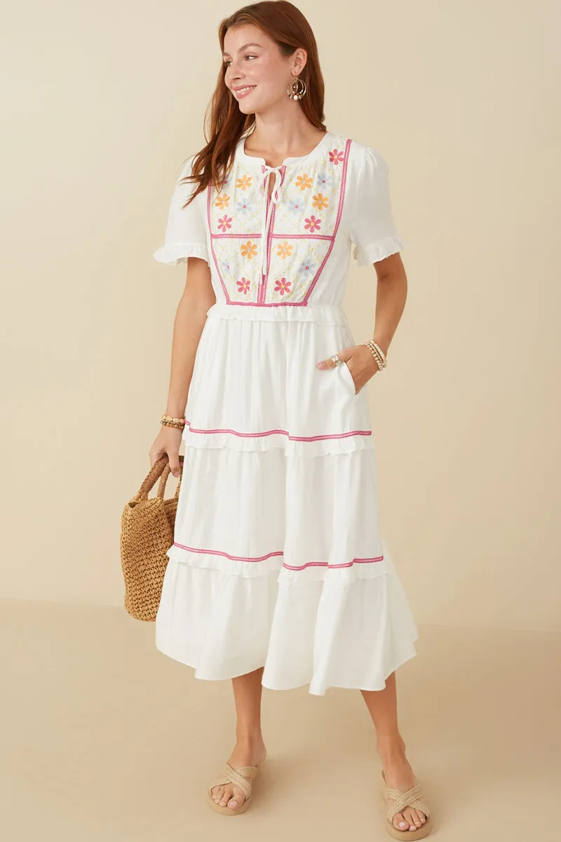 Hot Now Casual Fit Floral Embroidered Crochet Lace Detailed Dress