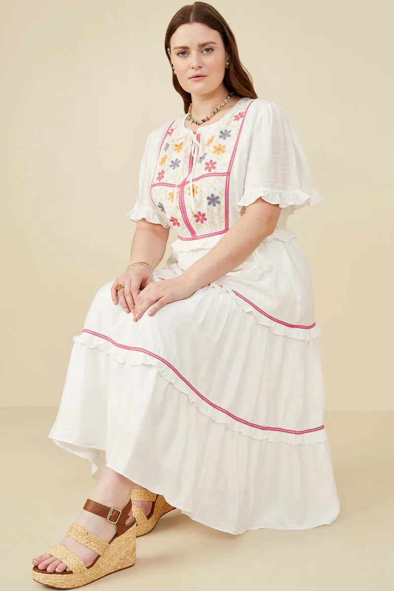 Outdoor Style Floral Embroidered Crochet Lace Detailed Dress