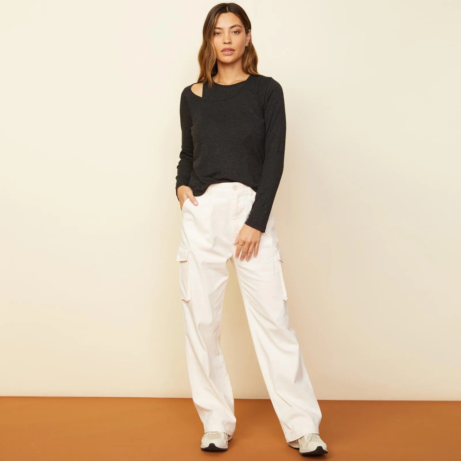 Sharp Elegance Asymmetric Long Sleeve Top