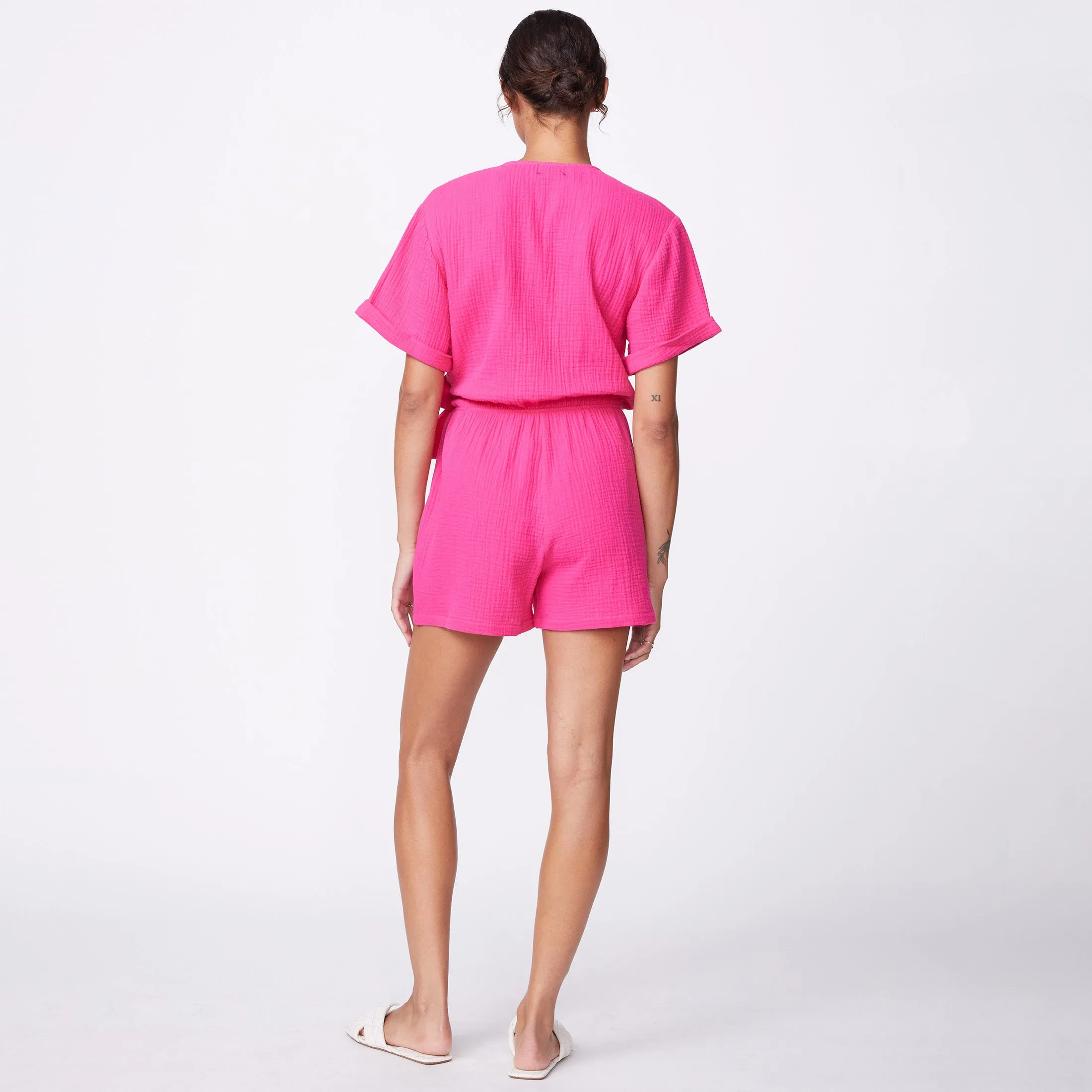 Sharp Vibe Cut Gauze Wrap Romper