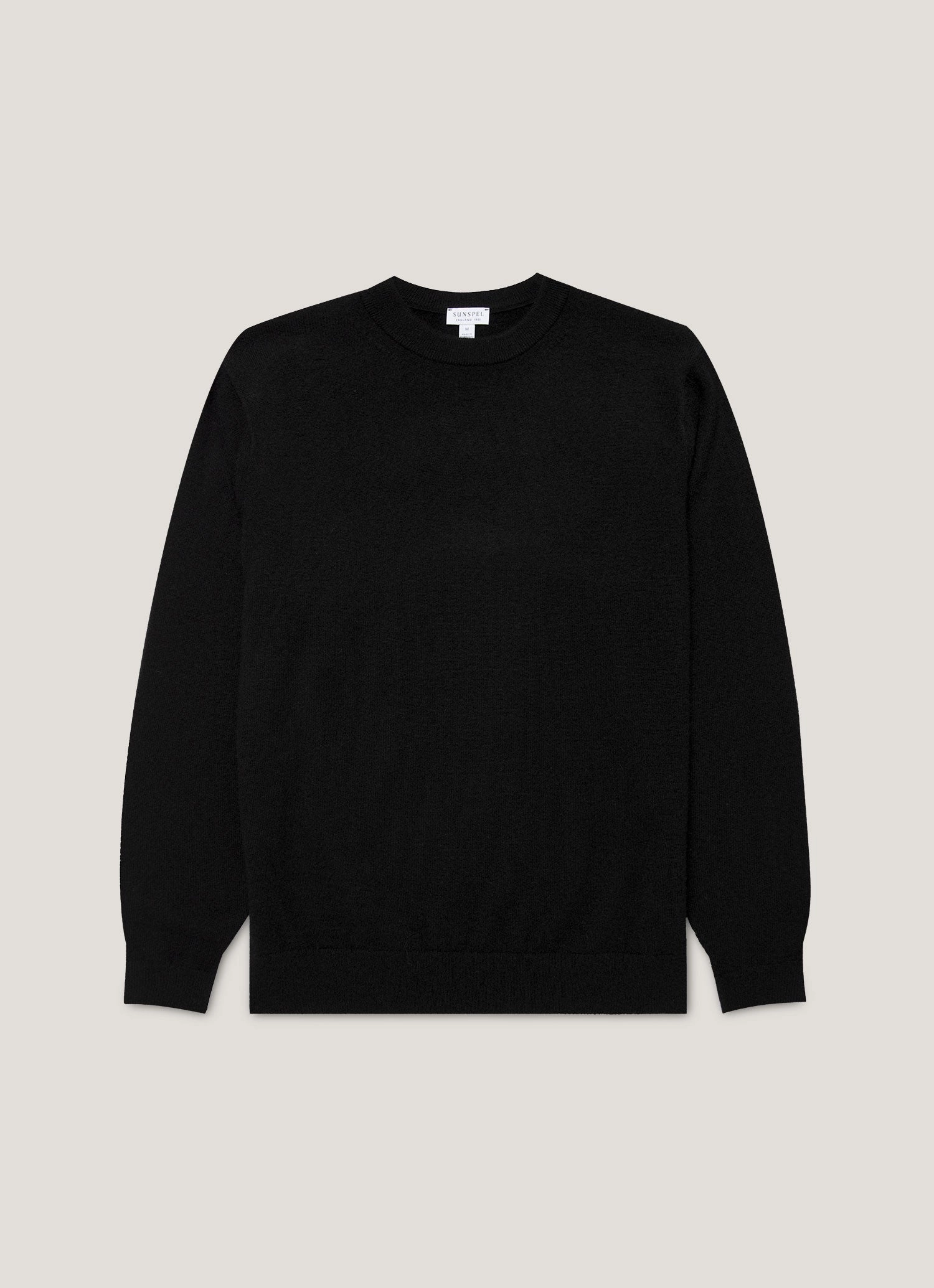 Men's Cashmere Crew Neck Jumper in Black Relaxed-fit sweater