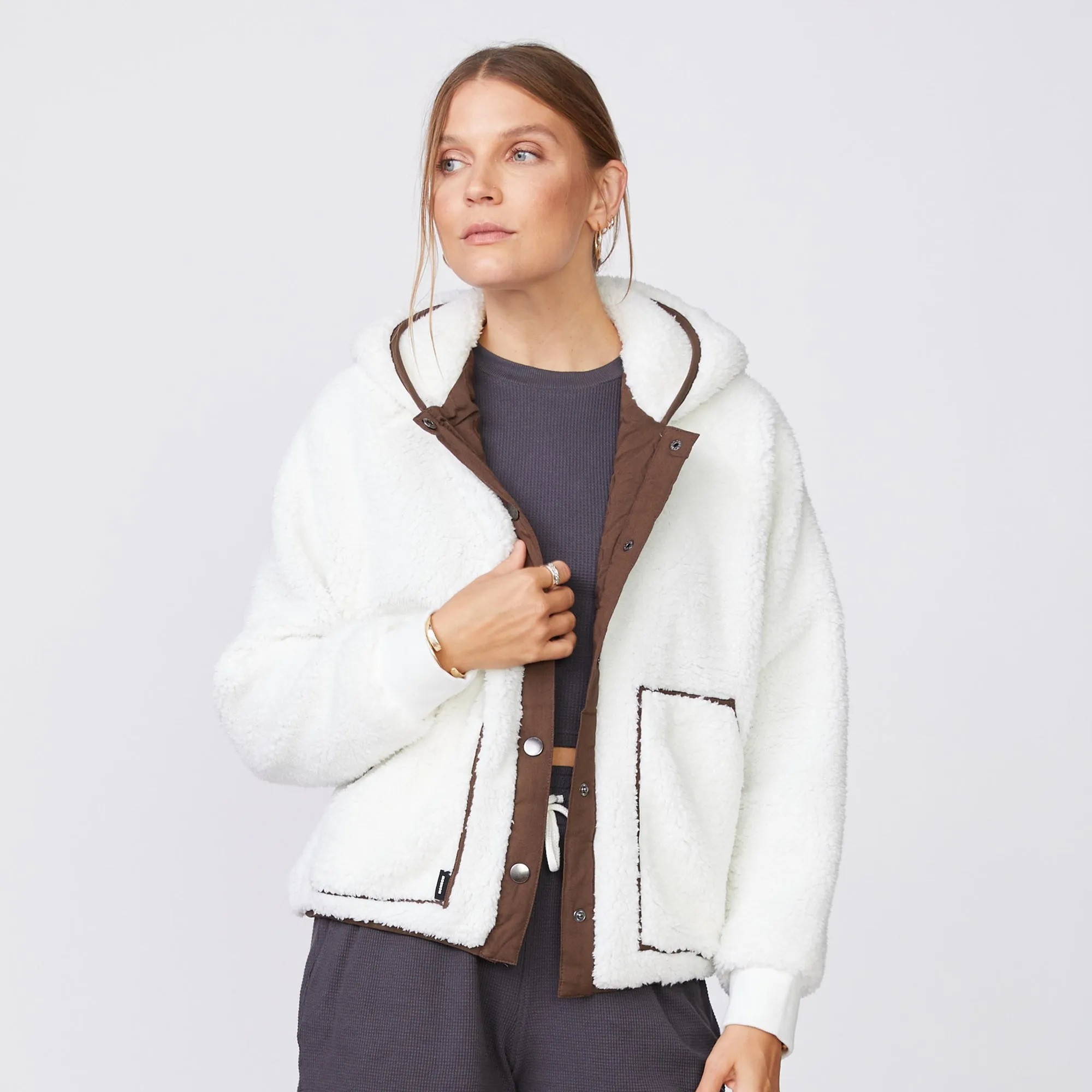 Sherpa Hooded Bomber Jacket Modern Smart