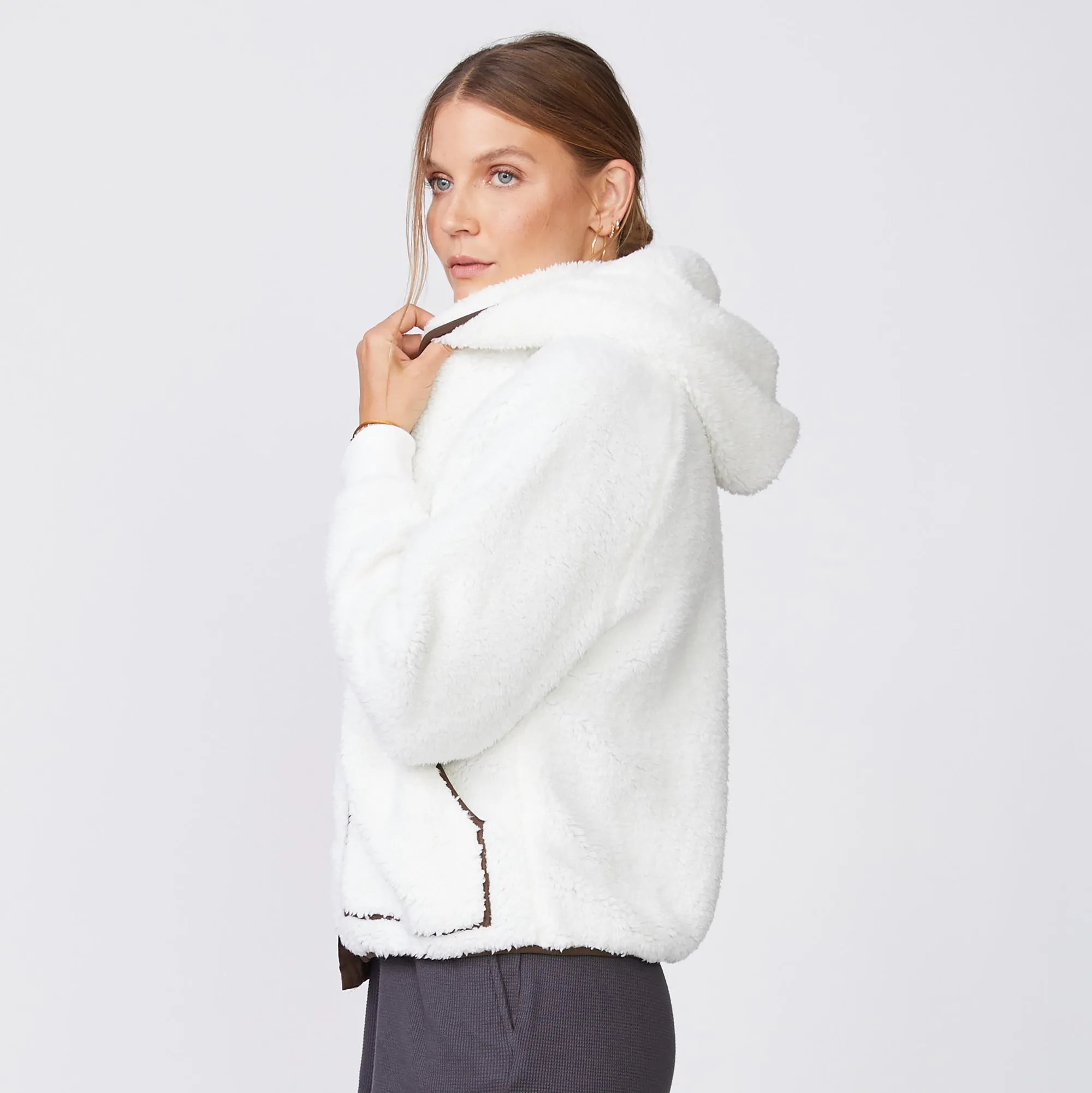 Sherpa Hooded Bomber Jacket Modern Smart