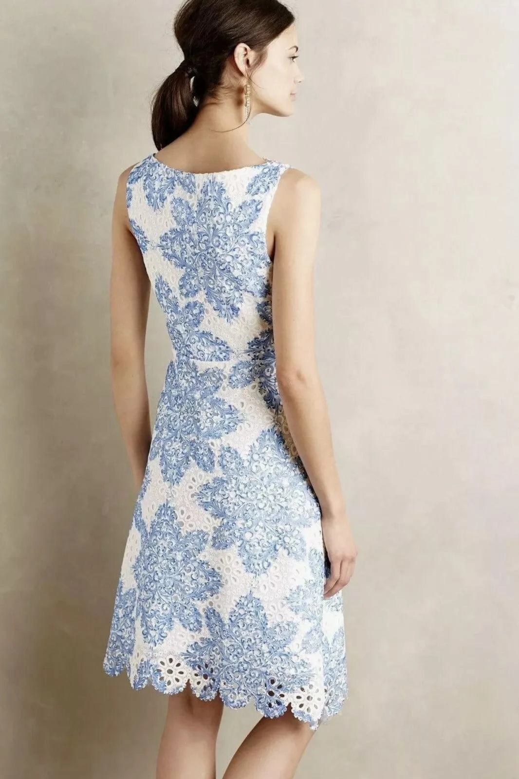 Shiny Detail Blue Lace Mini Dress