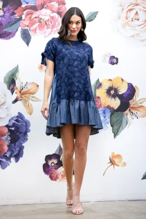Short Sleeve Navy Mini Dress skin friendly