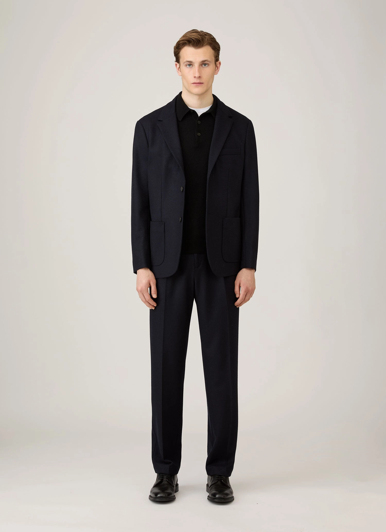 Short Sleek Men's Cashmere Polo Shirt in Black