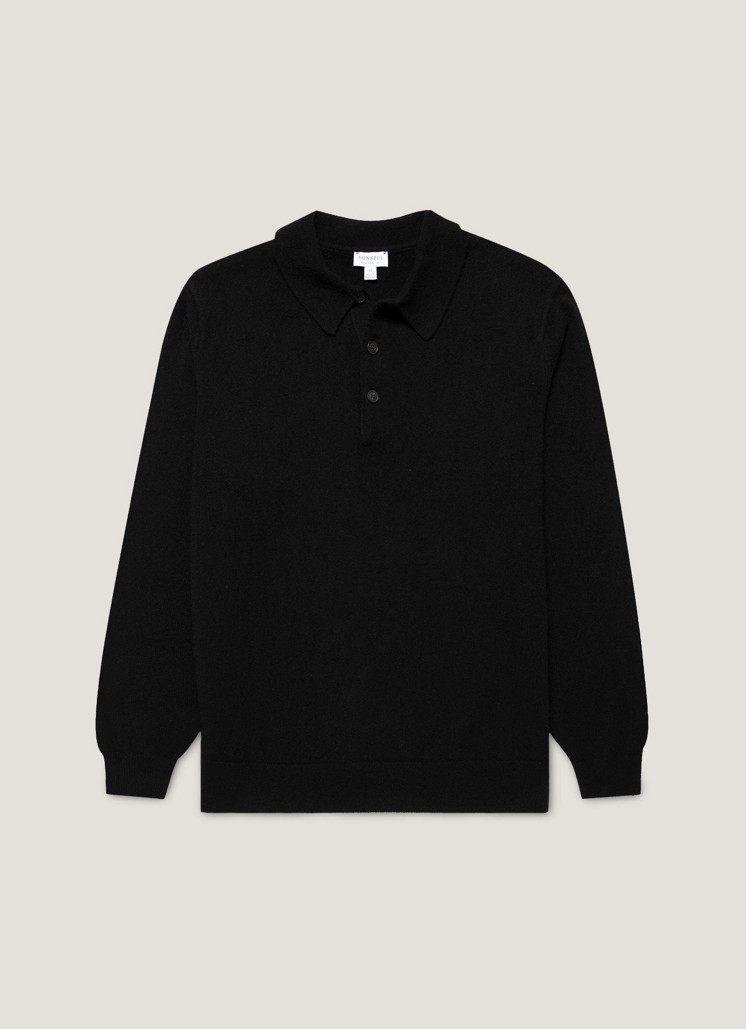 Practical knitted top Men's Cashmere Polo Shirt in Black