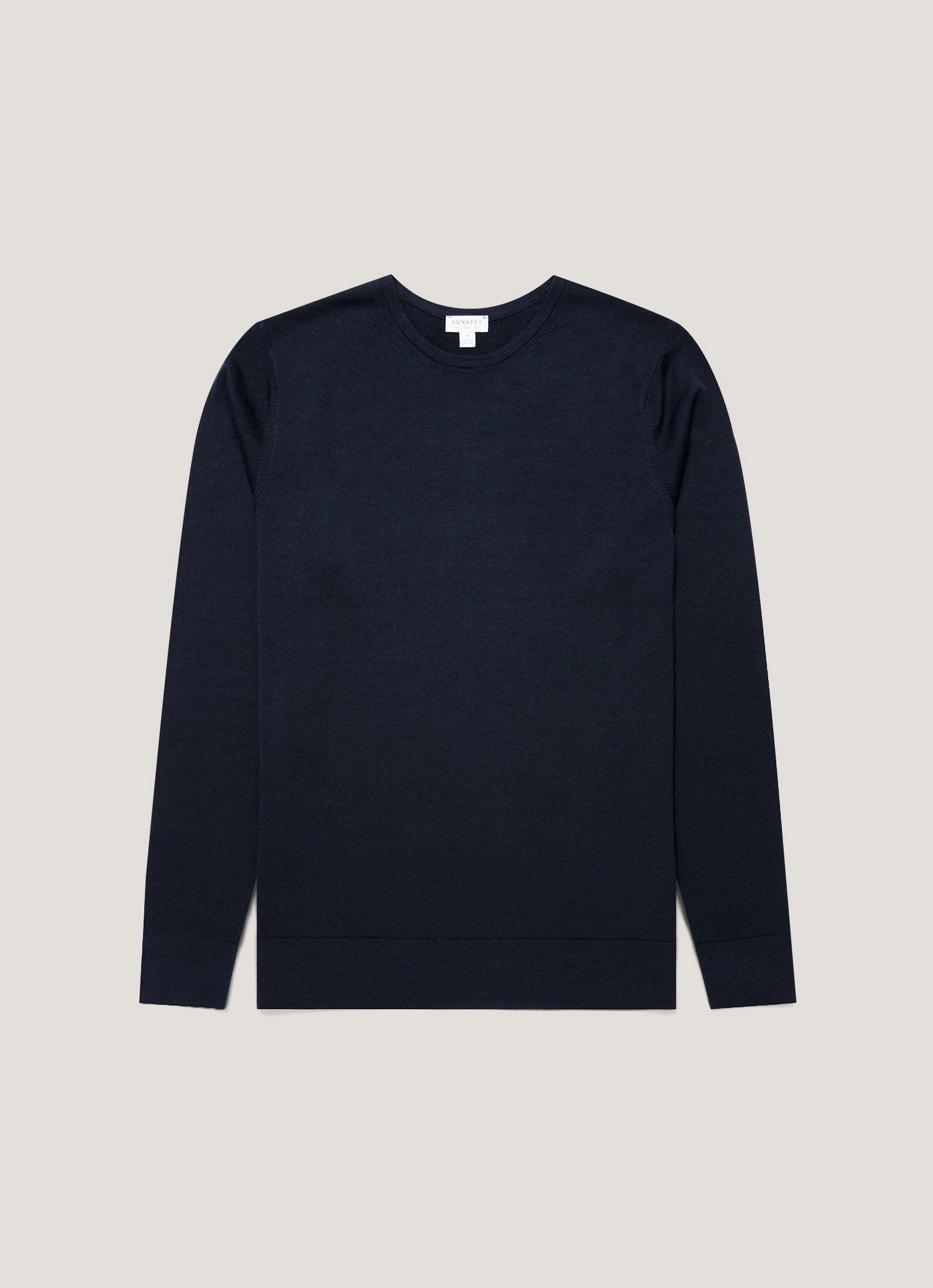 Cozy textured sweater Men's Extra-Fine Merino Crew Neck in Navy