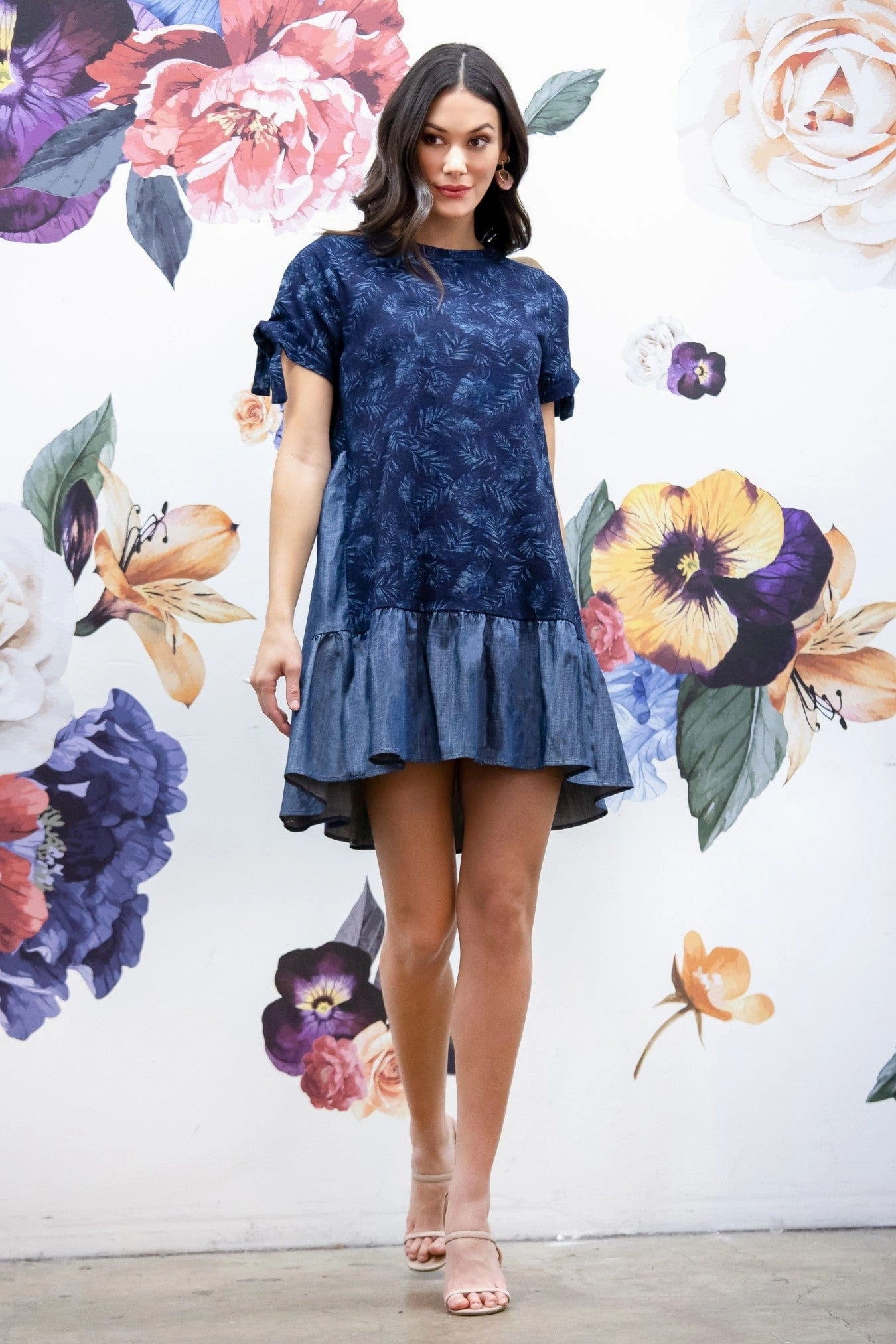 Charming Fashion Short Sleeve Navy Mini Dress