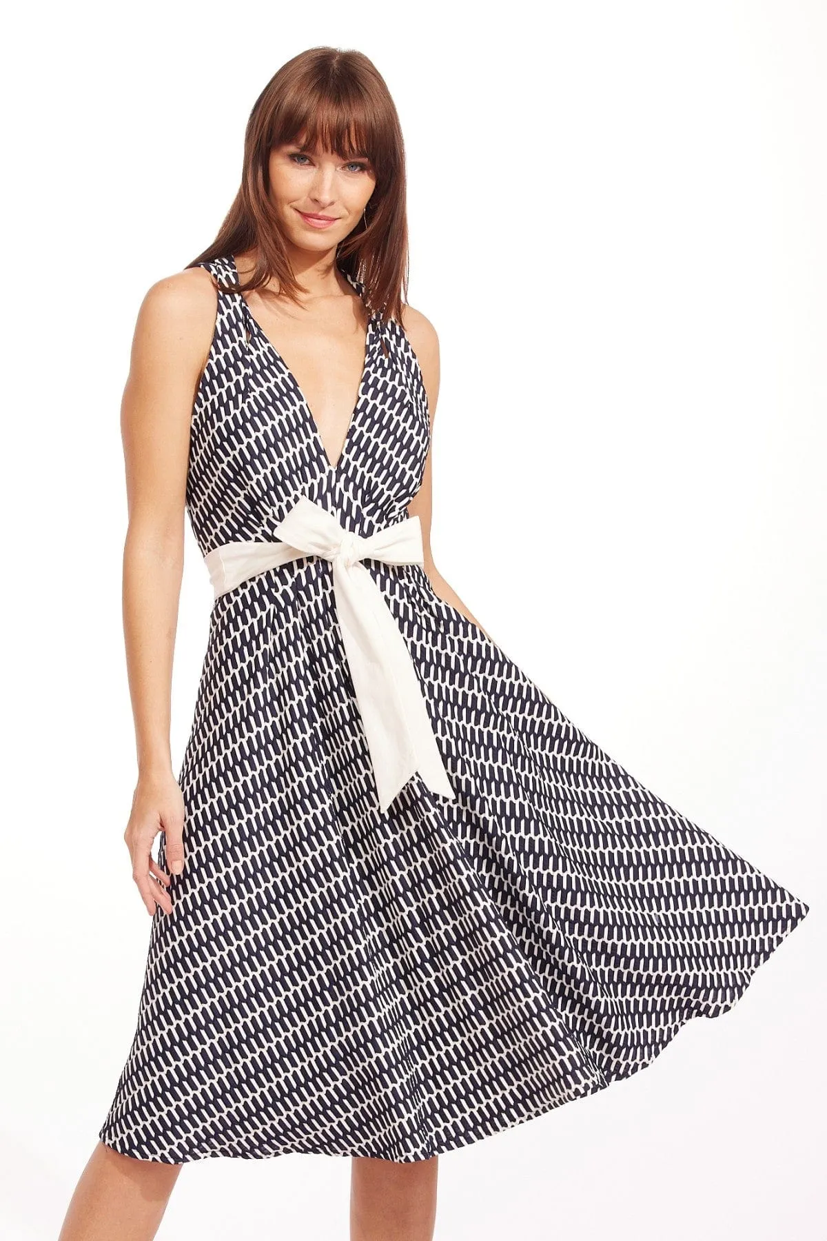 Shoulder Snap Charlize Midi Dress - Canal Blue